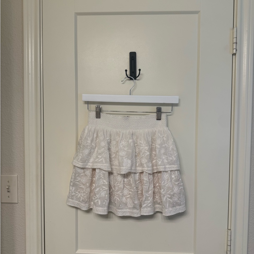 Alice + Olivia White Floral A-Line Skirt